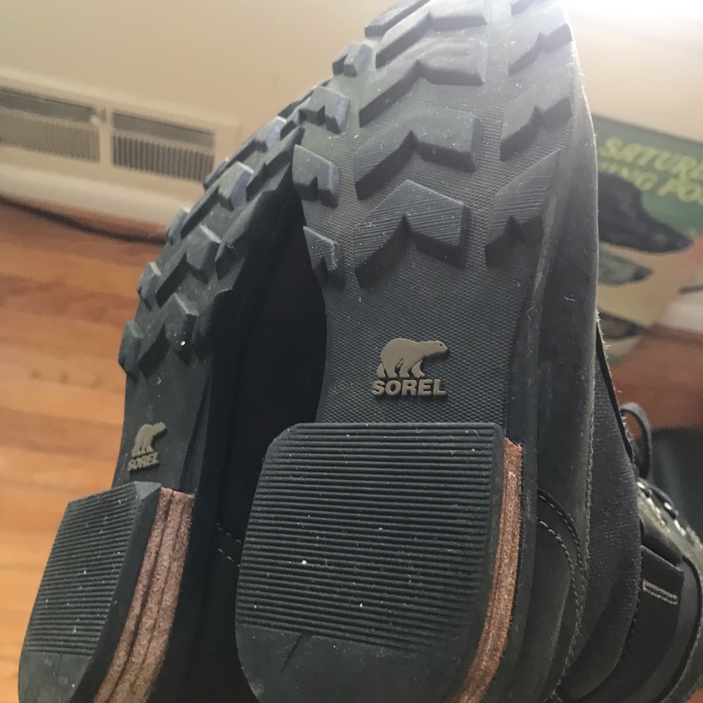 Sorel Emelie Conquest Waterproof Black Boots size 6 Moto Combat Leather Canvas - Picture 6 of 6
